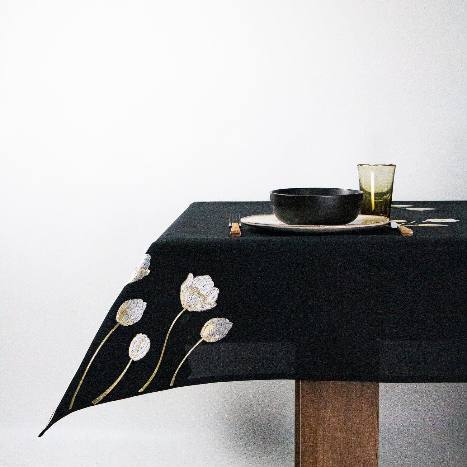 Mantel de Mesa Flor Negra 150x250 cm-0