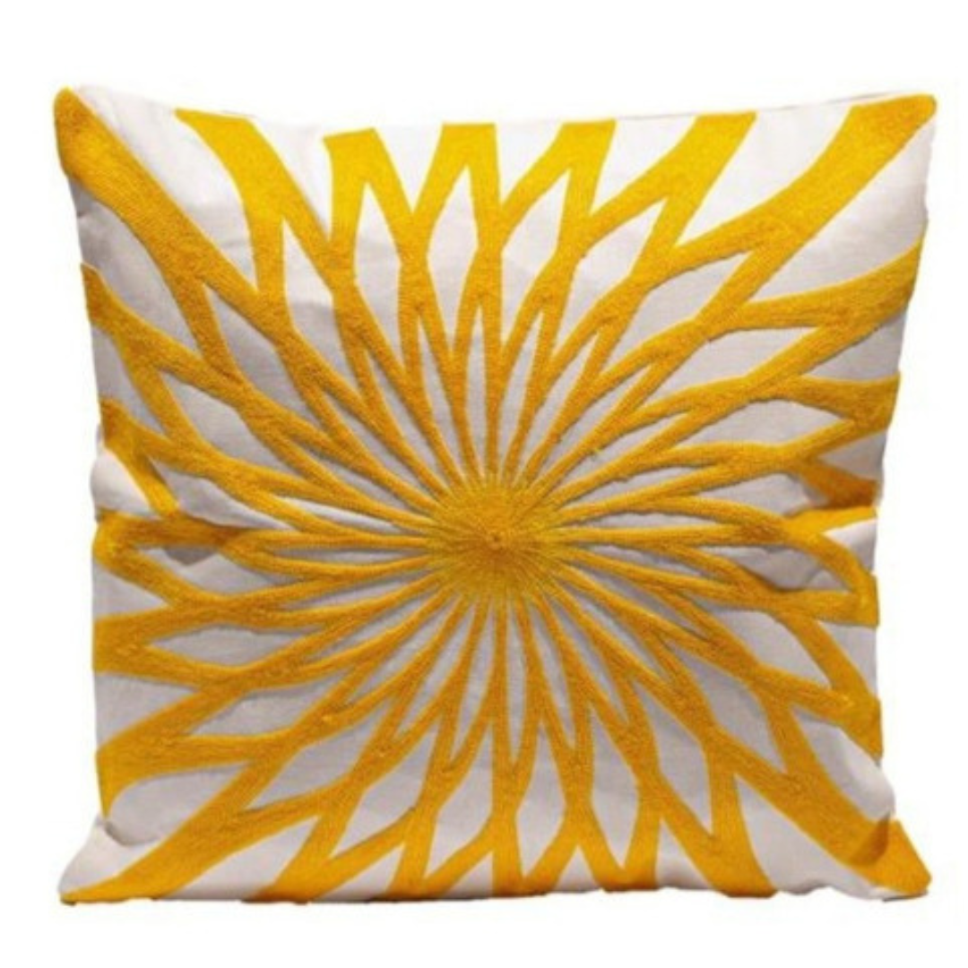 Fundas De Cojín Bordada Sol Blanco Set 2 Cuadrado 45x45cm-0