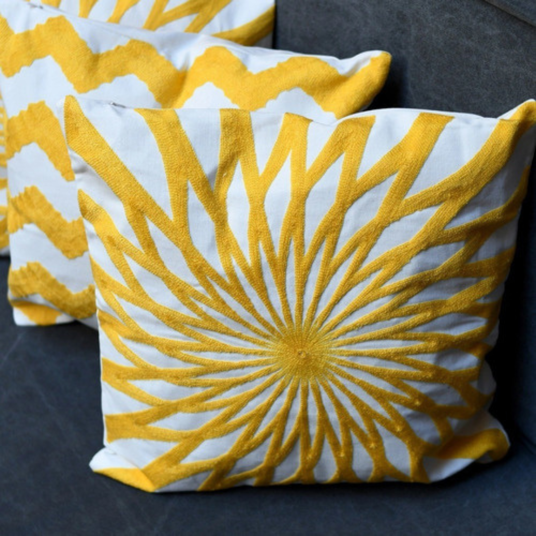 Fundas De Cojín Bordada Sol Blanco Set 2 Cuadrado 45x45cm-3