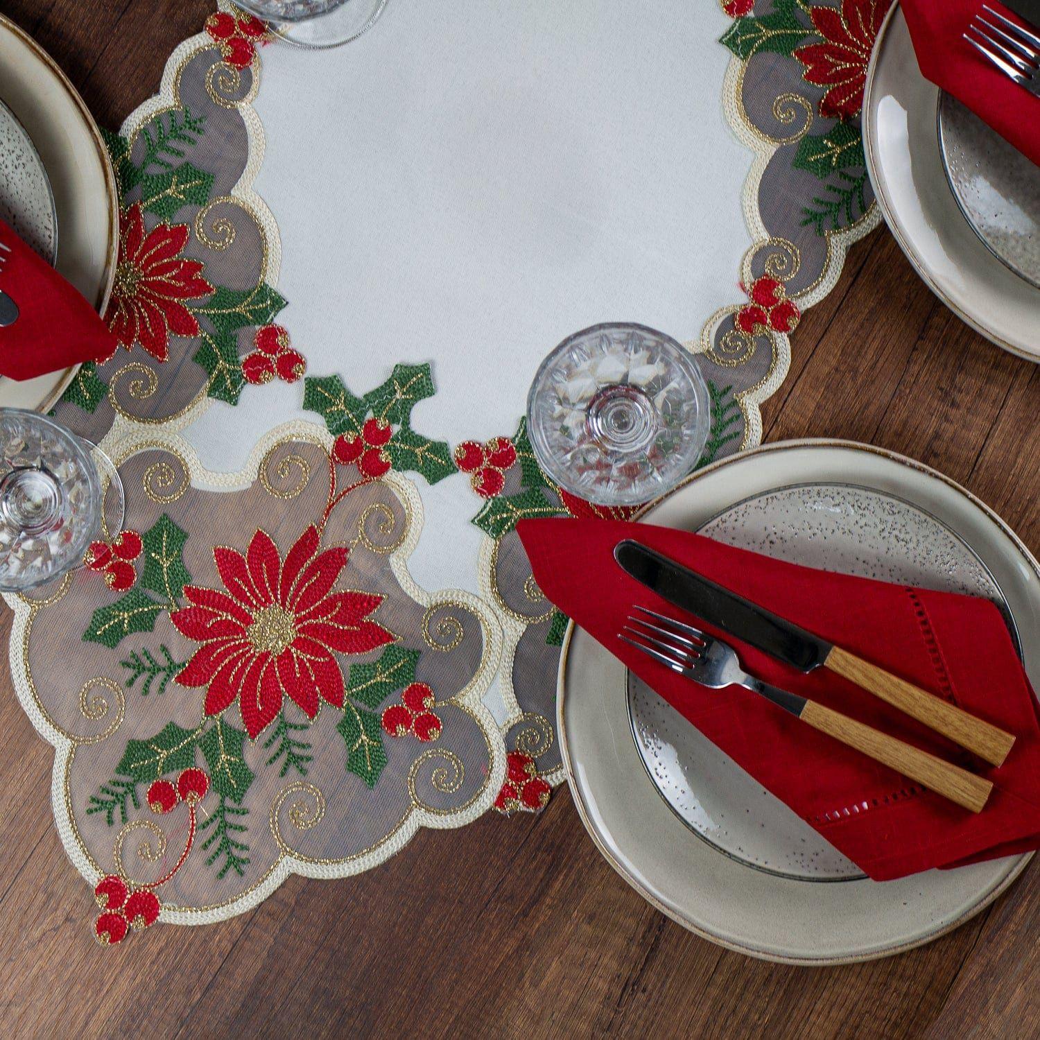 Camino de Mesa Muérdago Brillo Navidad 40x85 cm-0