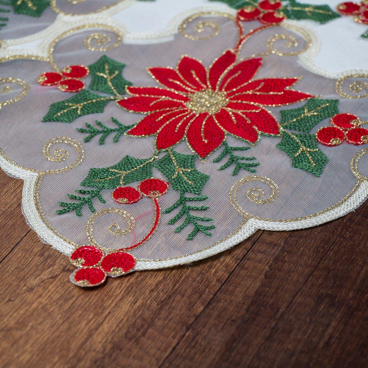 Camino de Mesa Muérdago Brillo Navidad 40x85 cm-1