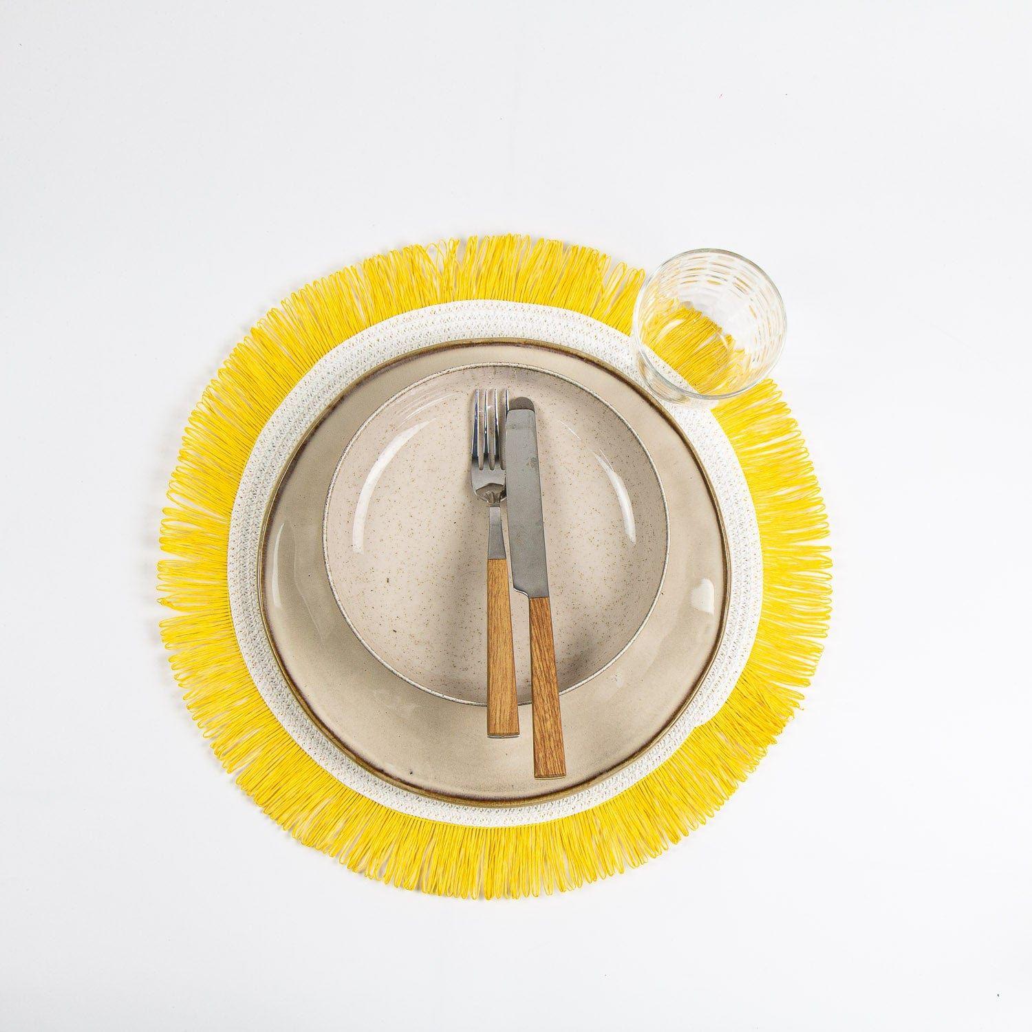 Set 6x Individuales de Mesa Flecos Bicolor-0