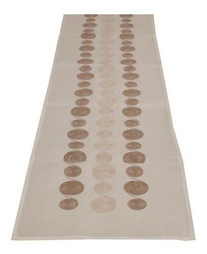 Camino De Mesa Rectangular Blanco Circle Lino Gris 35x176cm-0