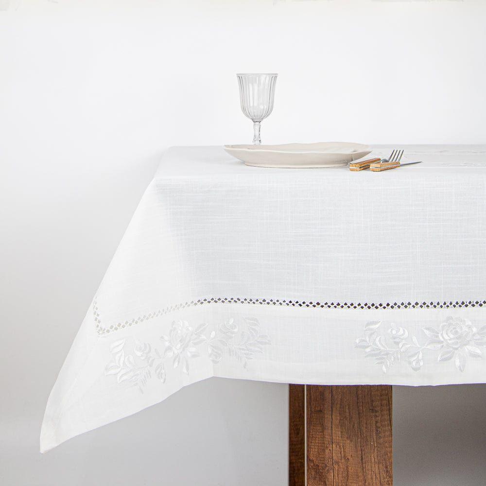 Mantel de mesa Barroco Navidad Blanco Rectangular 150x230cm-0