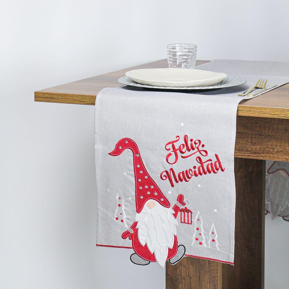 Camino de Mesa Papa Noel Plateado 35x170 Navidad Algodón-0