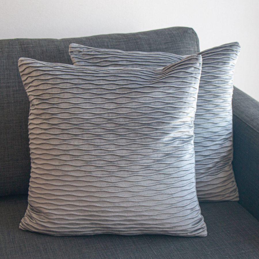 Fundas De Cojin Rugoso Gris Set 2 Cuadrado 43x43cm -0