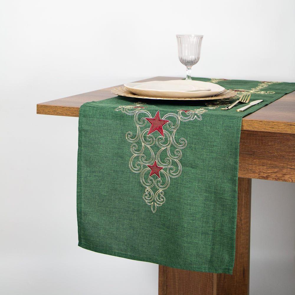 Camino de Mesa Estrella Real Verde Navidad 35x170cm-0