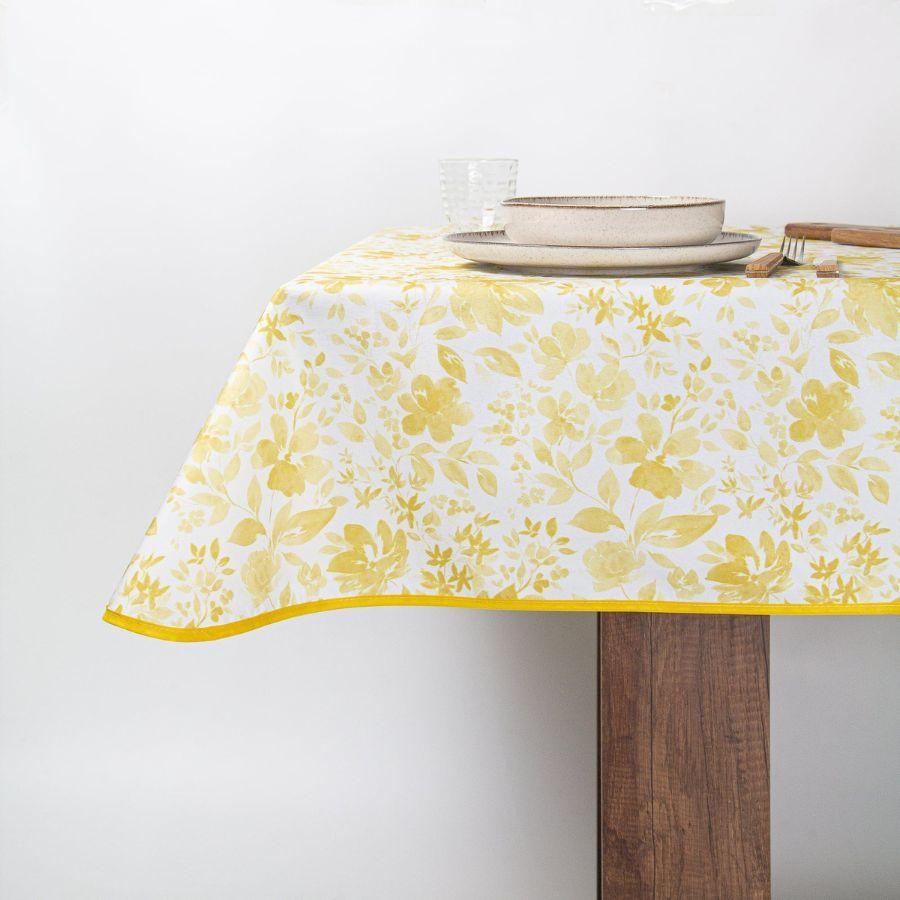 Mantel Antimanchas Hojas Amarillas Rectangular 150x230cm-0
