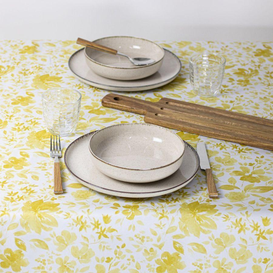 Mantel Antimanchas Hojas Amarillas Rectangular 150x230cm-3