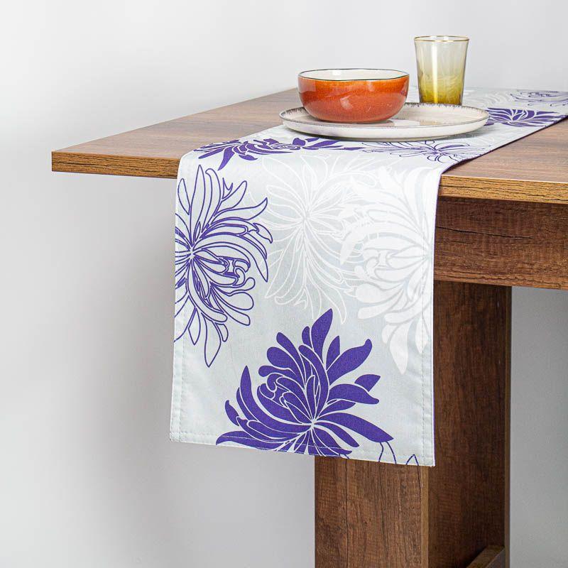 Camino De Mesa Flor Morada 33x180 Cm Decorativo-0