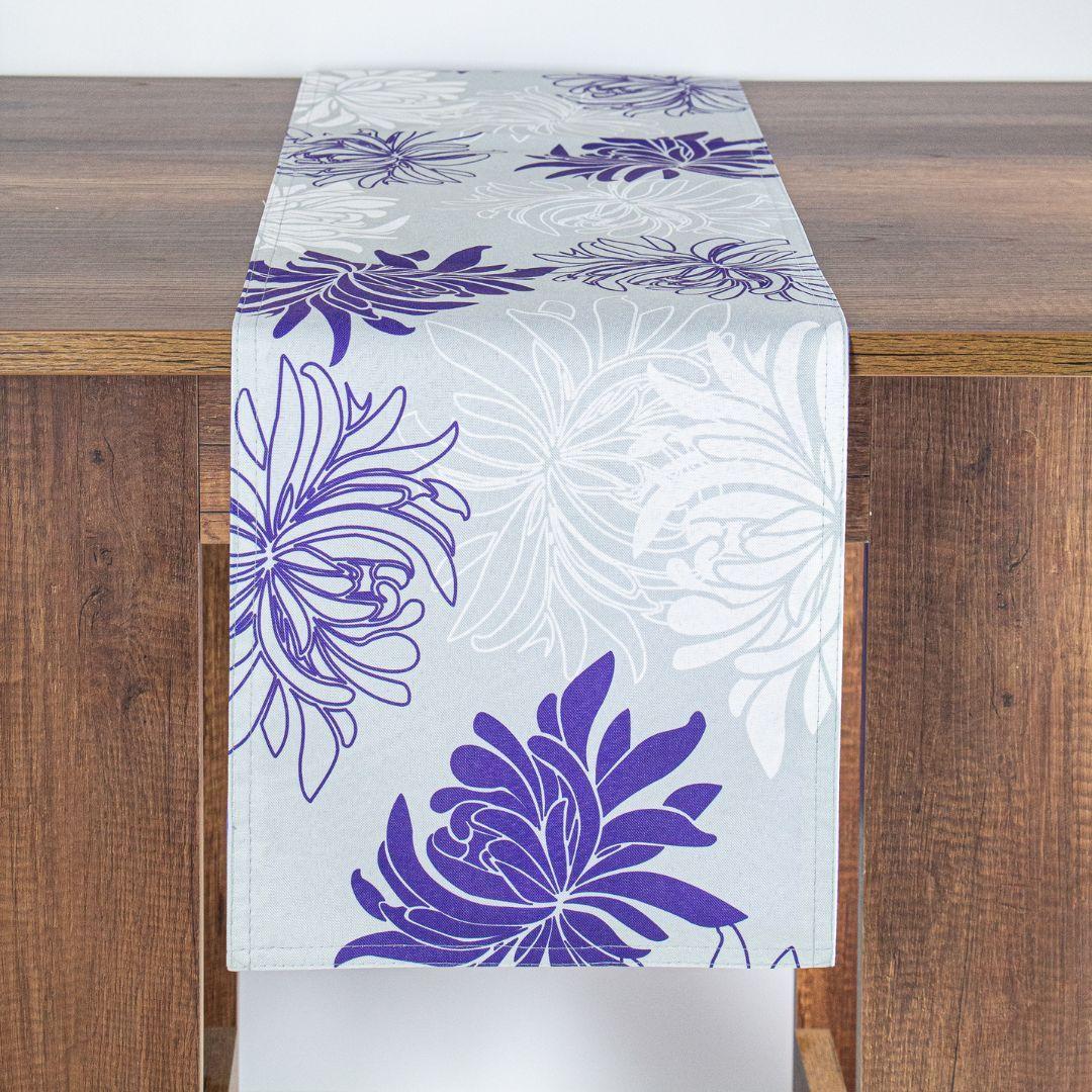 Camino De Mesa Flor Morada 33x180 Cm Decorativo-1