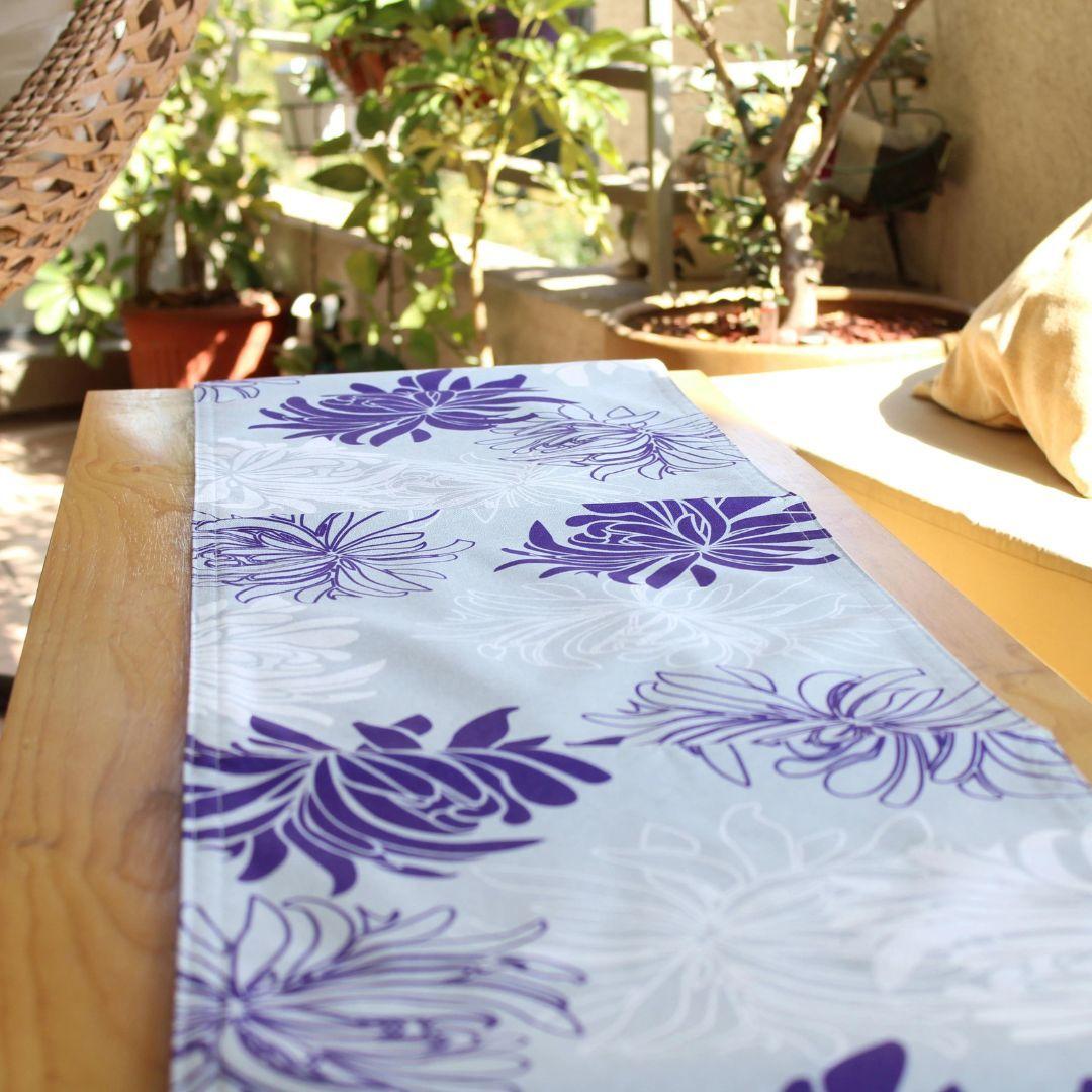 Camino De Mesa Flor Morada 33x180 Cm Decorativo-3