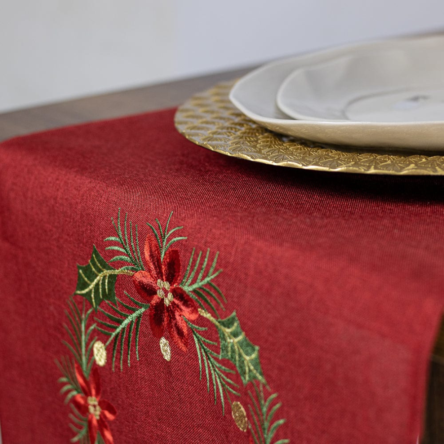Camino de Mesa Corona Roja Navidad 40x180 cm Decorativo-2