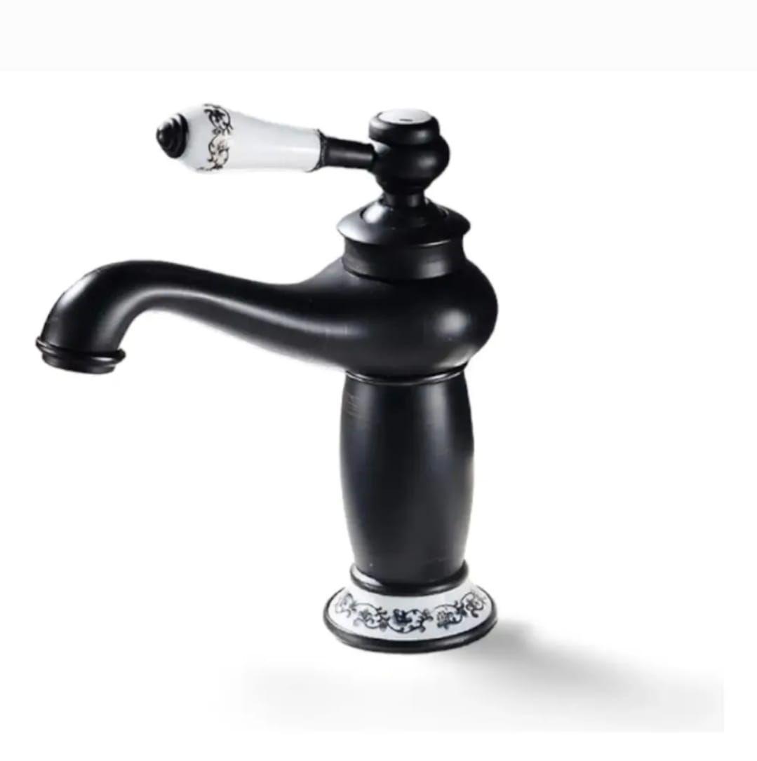 Llave Monomando Lavamanos Vintage Black Ceramic Kébel FK-2