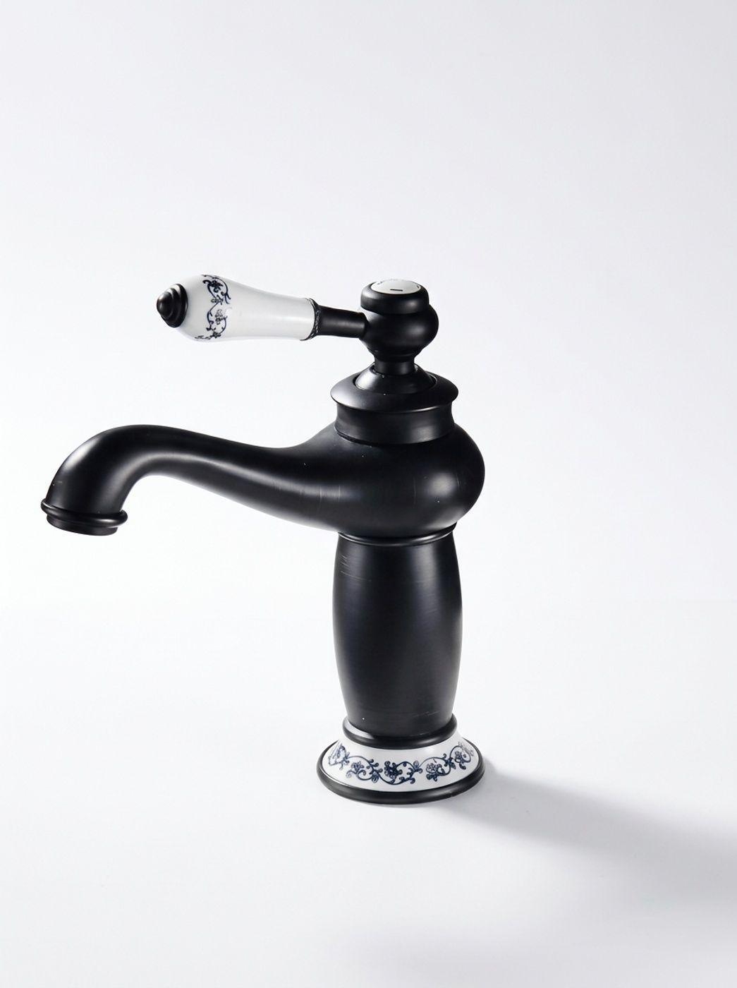 Llave Monomando Lavamanos Vintage Black Ceramic Kébel FK-0