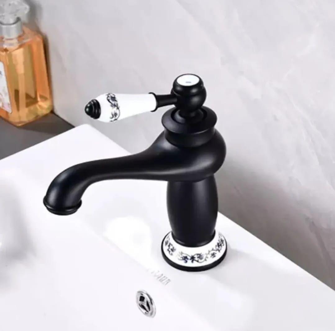 Llave Monomando Lavamanos Vintage Black Ceramic Kébel FK-1
