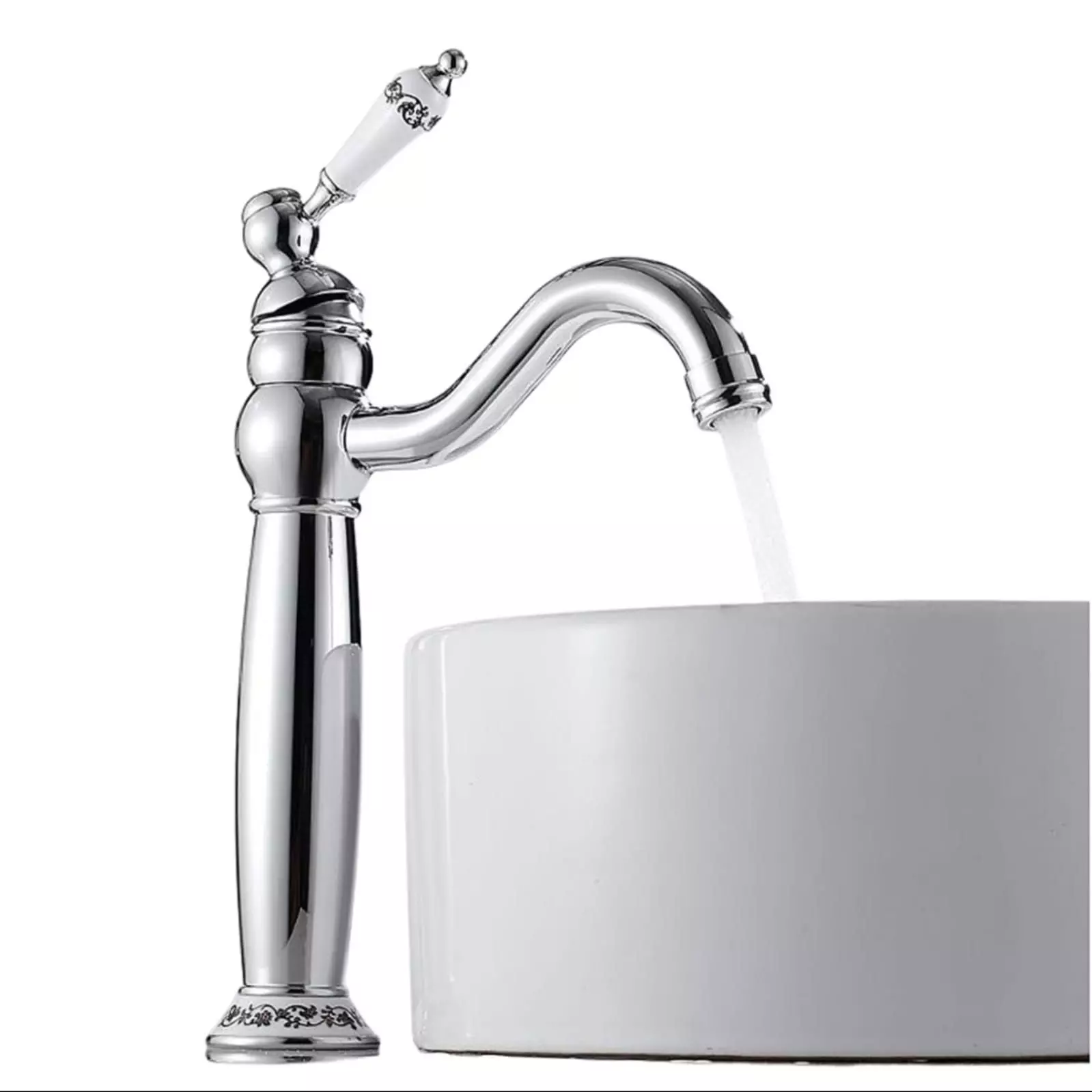 Llave Monomando Alta Vanitorio Vintage Chrome Ceramic-0