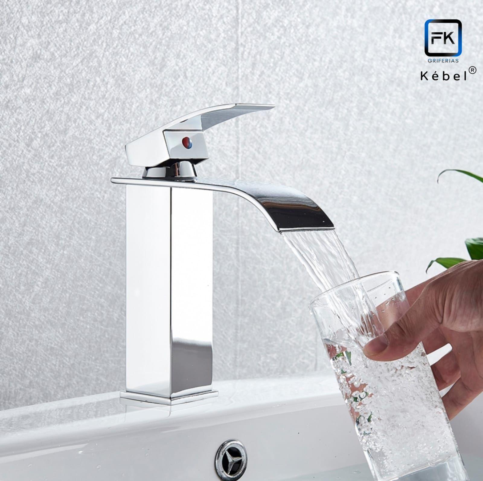 Llave Monomando Lavamanos Cascada Curva Chrome Kébel FK-1