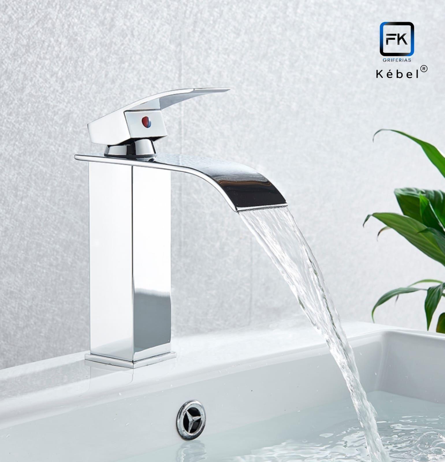Llave Monomando Lavamanos Cascada Curva Chrome Kébel FK-2