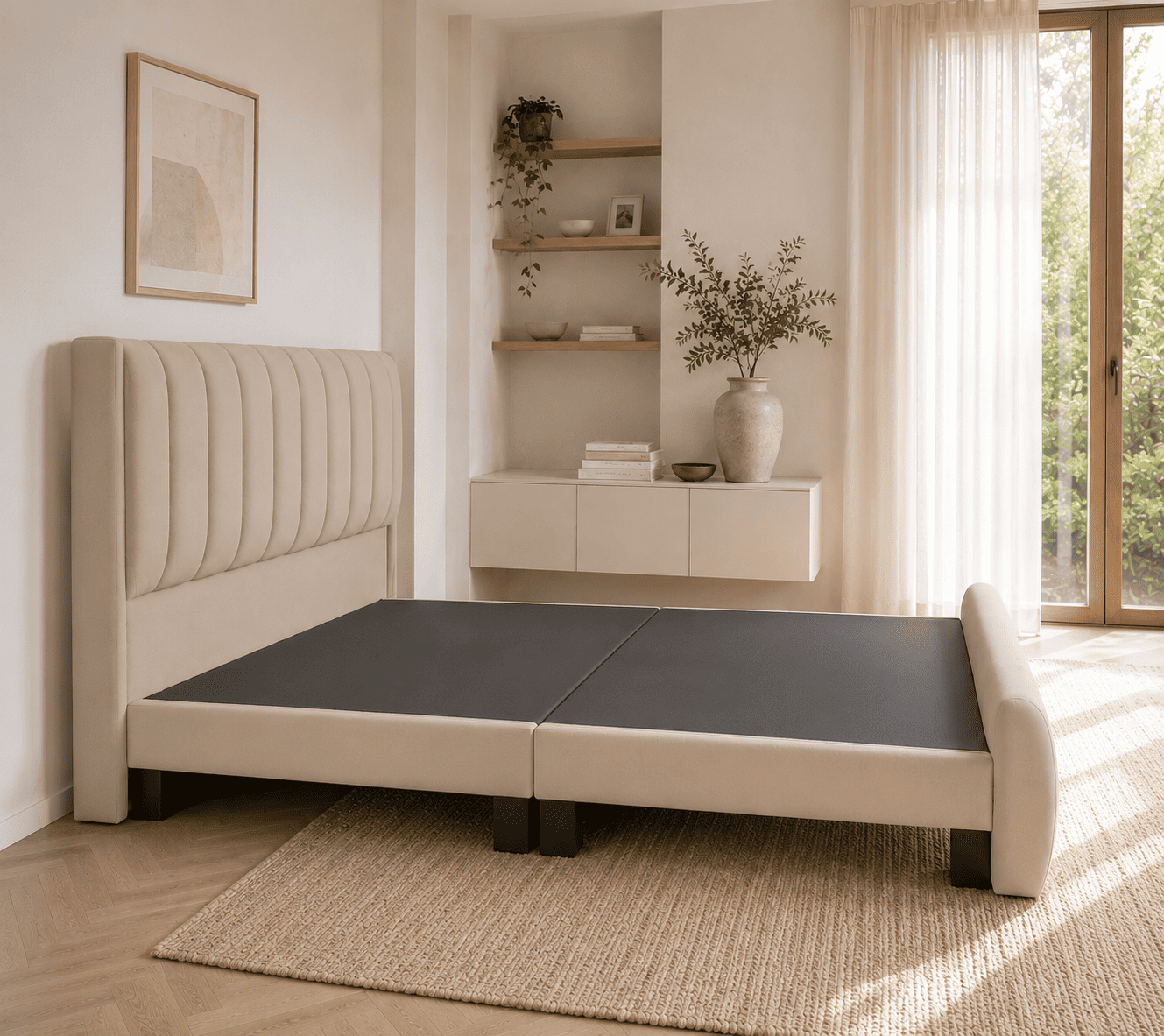 Cama Europea Moderna 2 plazas con Doble Respaldo-2