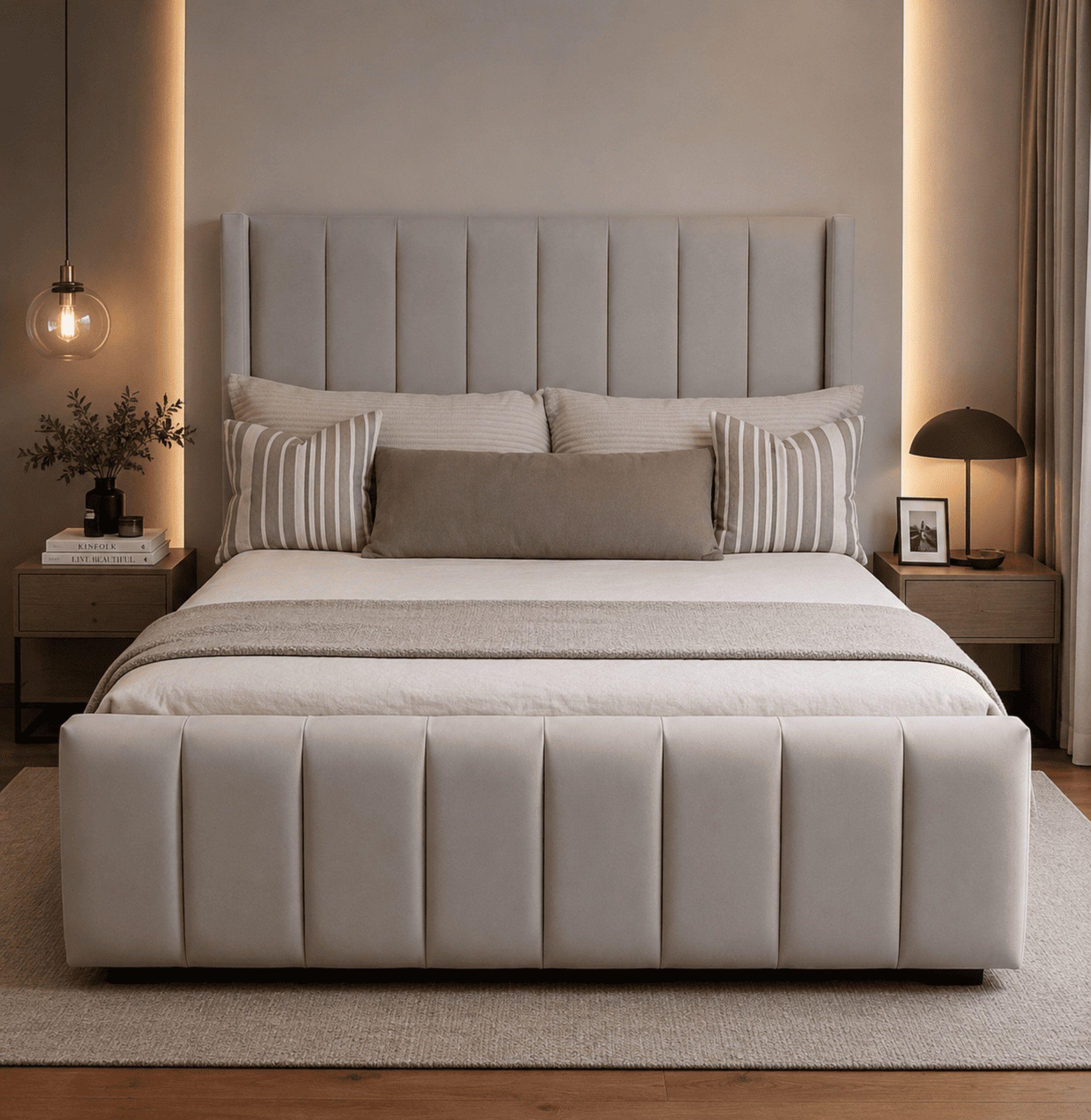 Cama Europea Moderna 2 plazas con Doble Respaldo-0