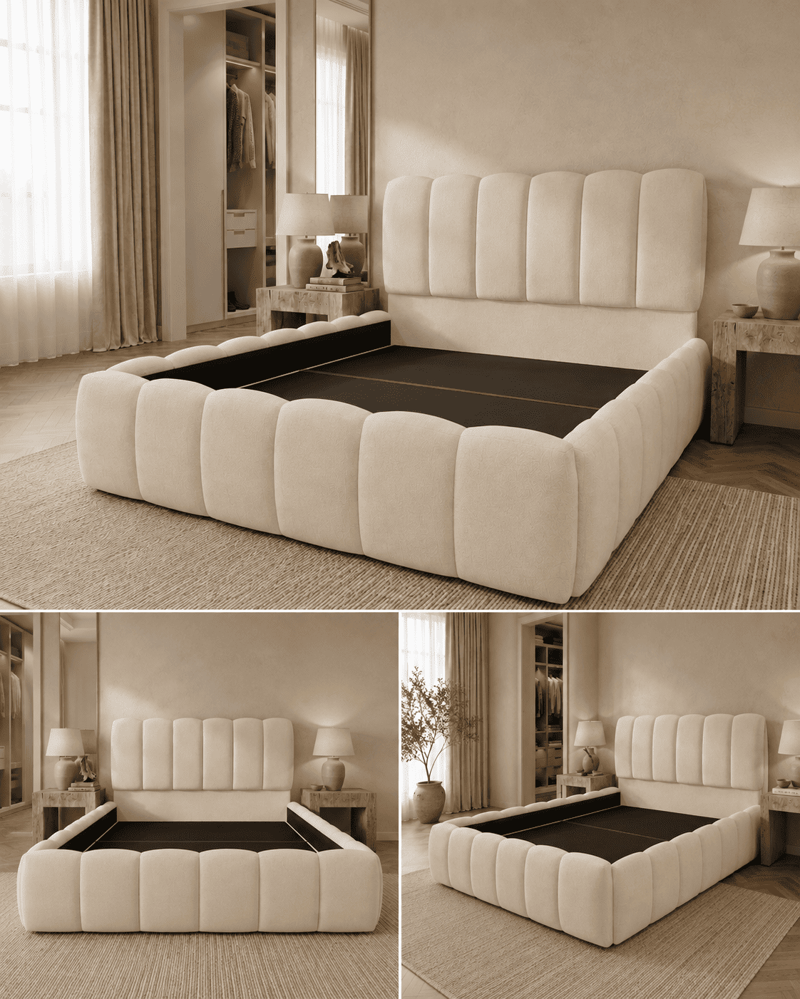 Cama Nube 2 Plazas con Respaldo Laterales y Piecero-2