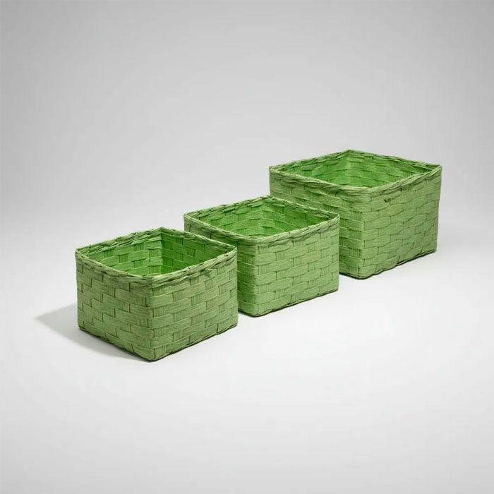 Cestas verdes fibras set de 3-2