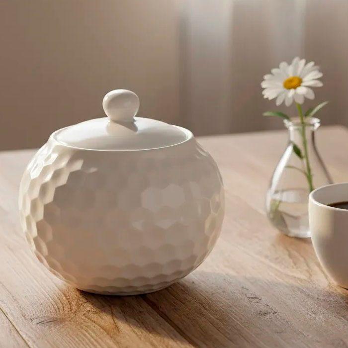Azucarera Con Tapa Porcelana Blanca-2