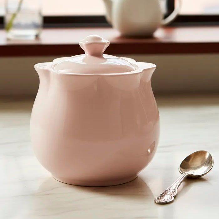 Azucarera Rosada De Porcelana Con Tapa-1