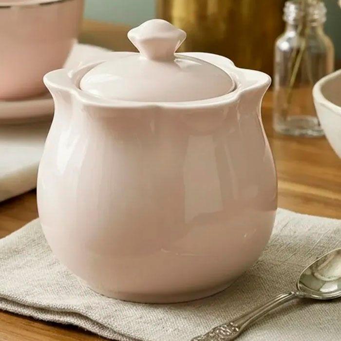 Azucarera Rosada De Porcelana Con Tapa-2