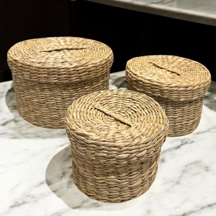 Canasto Organizador Fibra Natural Con Tapa-2