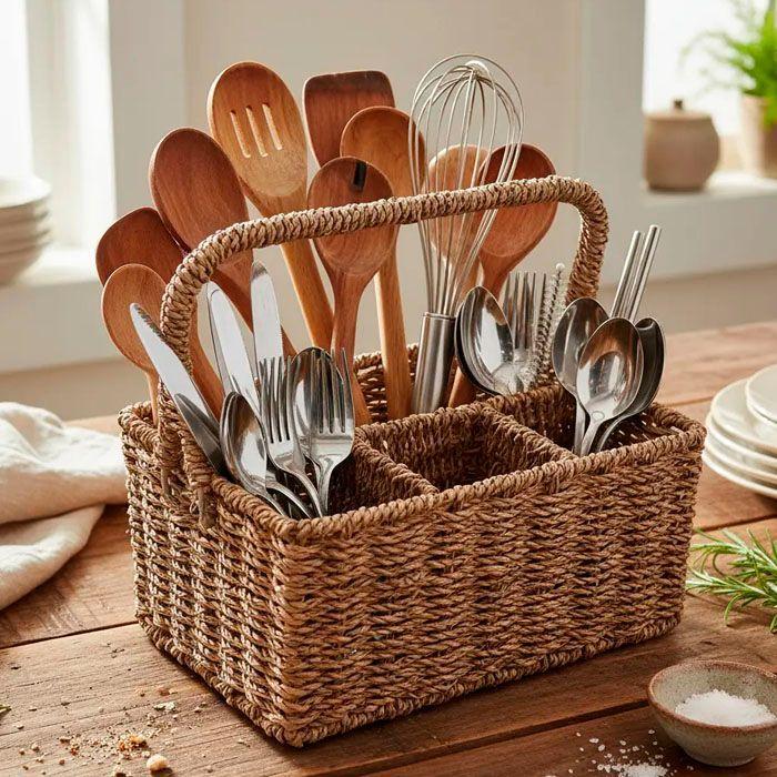 Organizador Hogar Cubiertos Deco Fibras Naturales-2