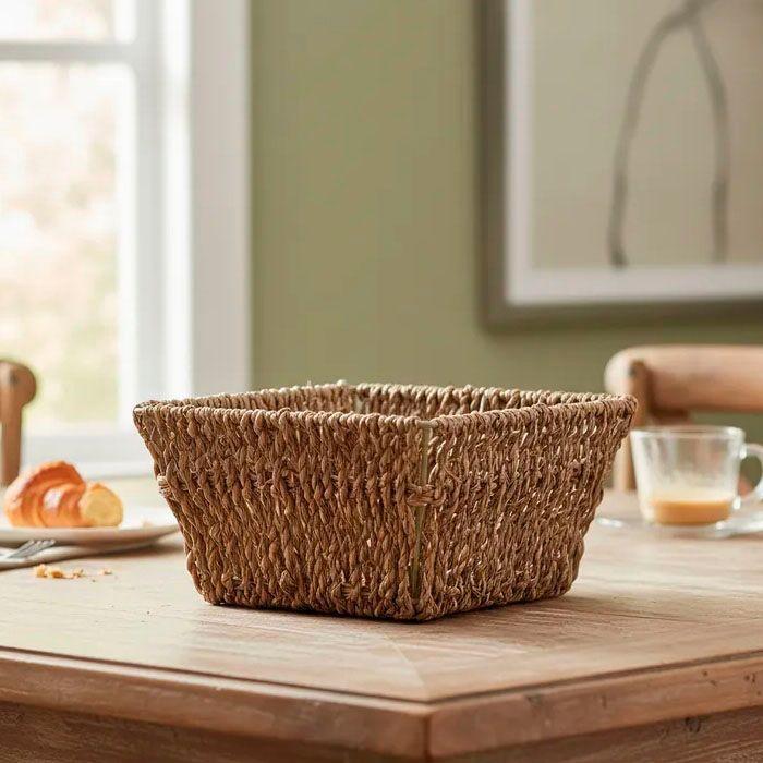 Panera Canasto Fibra Natural 16 Cm Cuadrada-2