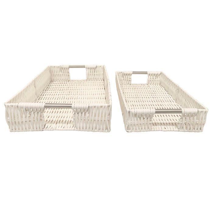 Bandejas Decorativas Para Servir Set De 2 Blanco-2