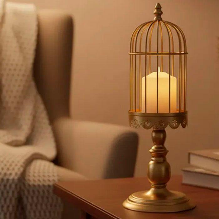 Portavela De Metal Dorado Decorativo-2