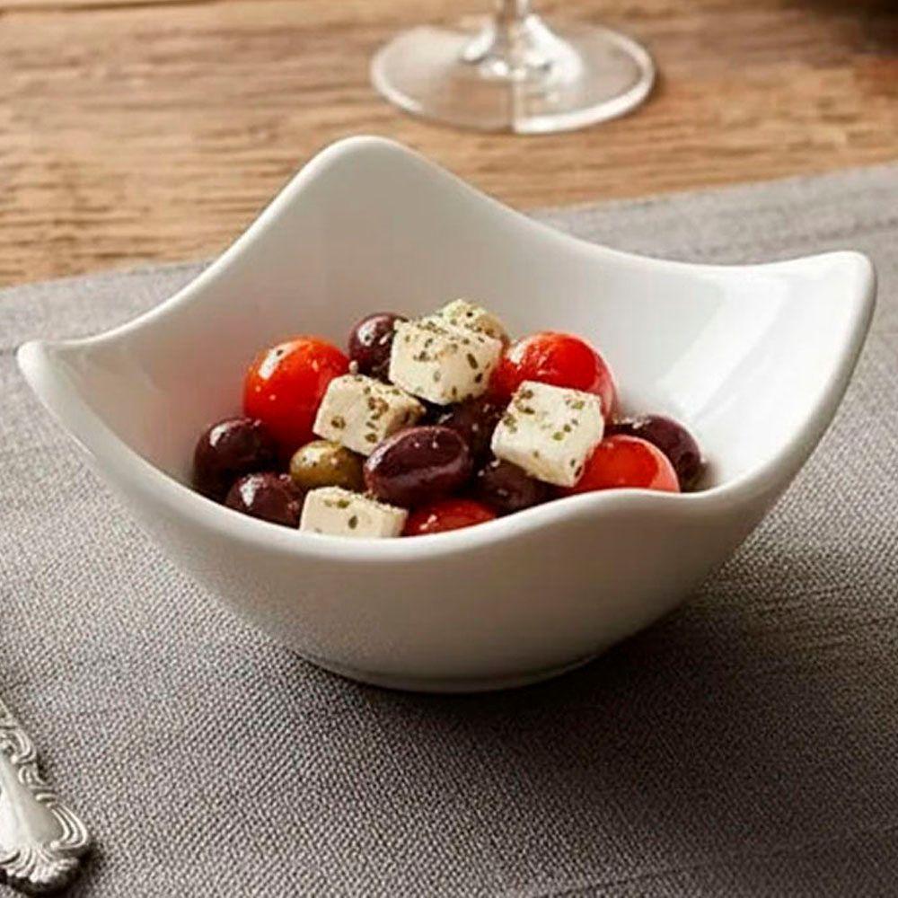 Plato Porcelana Cuadrado Pack 4 Unid Blanco-0