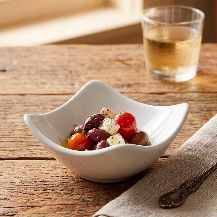 Plato Porcelana Cuadrado Pack 4 Unid Blanco-1
