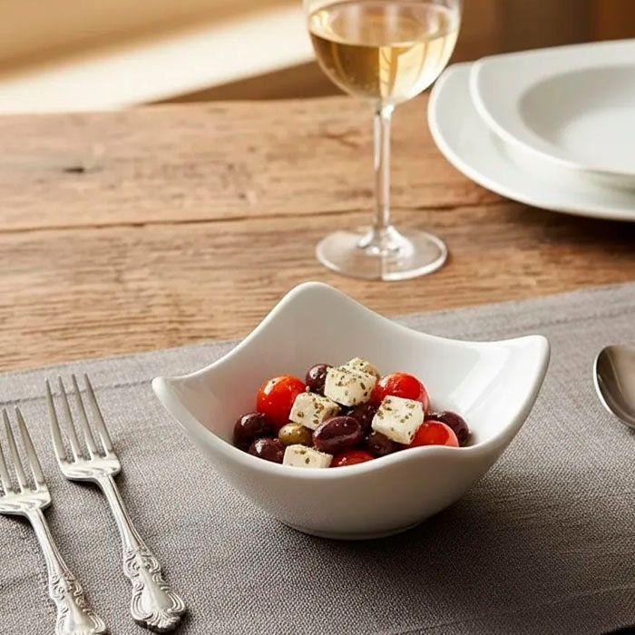 Plato Porcelana Cuadrado Pack 4 Unid Blanco-2