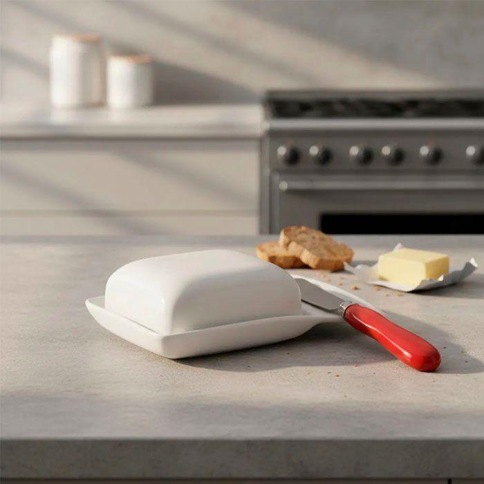 Mantequillera De Porcelana Con Cuchillo-2