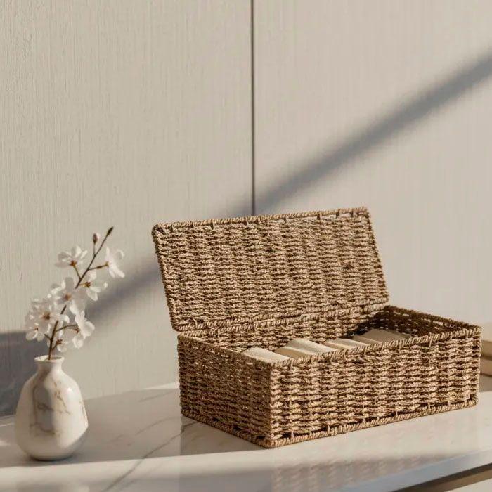 Canasto Organizador Hogar Con Tapa 38x14x13 Cm-3