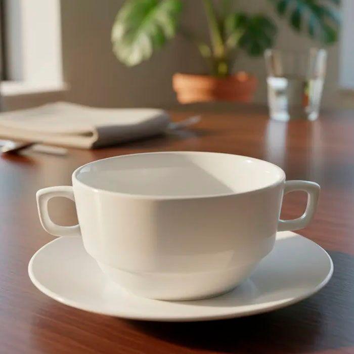 4 Tazas Con Plato Para Consom Y Sopa-2