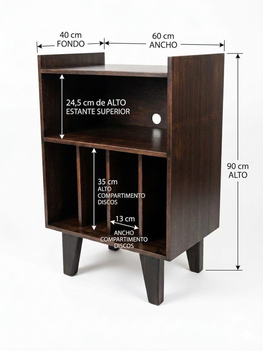Rack para tornamesas y vinilos 60 x 40 x 90 cm-3