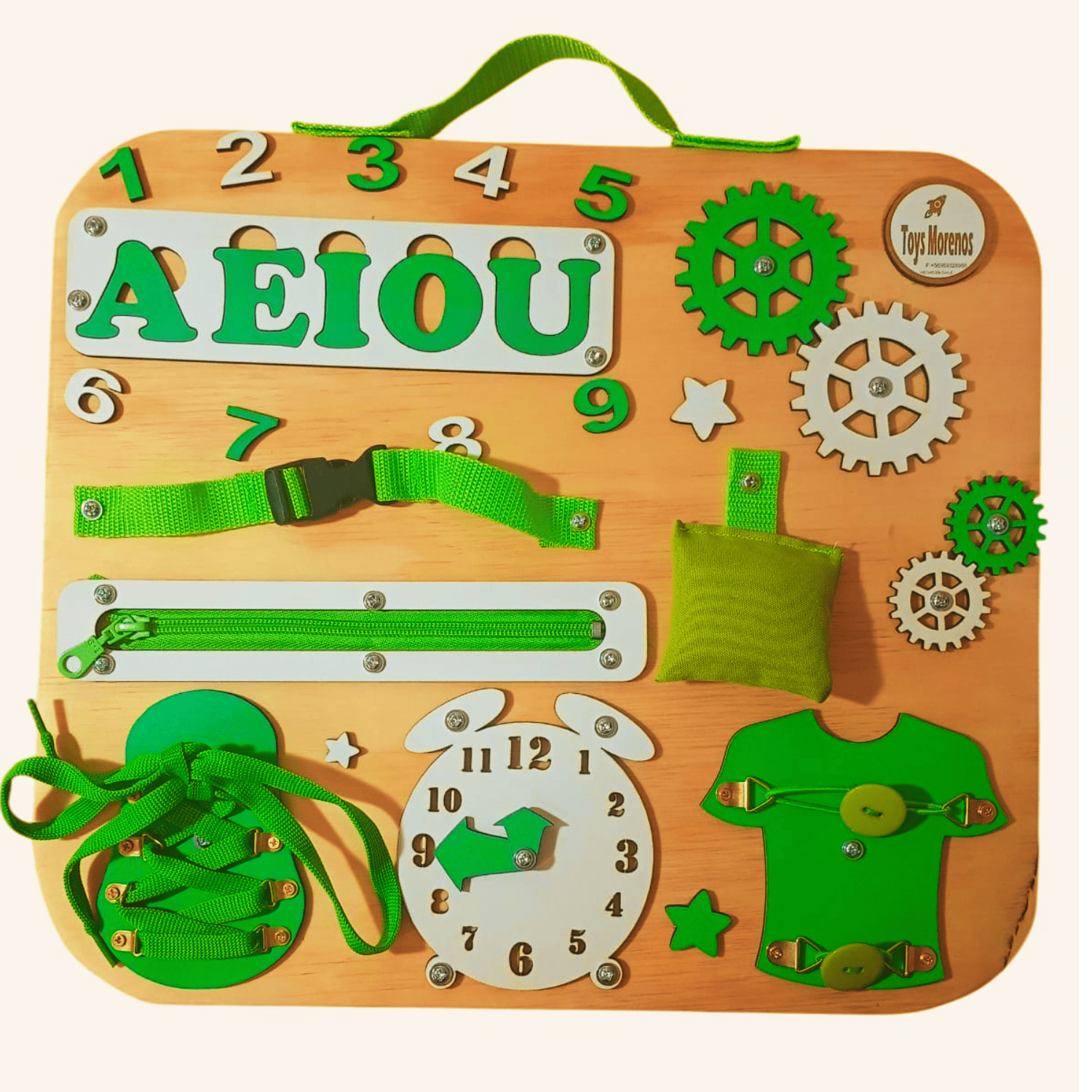 PANEL SENSORIAL 45X35 cms Descubre y Aprende 10 Actividades en Madera-7