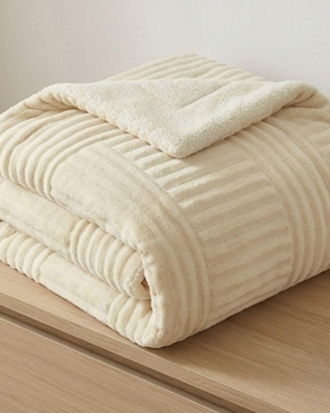 COBERTOR DE INVIERNO CON CHIPORRO RELIEVE LINEAS ELEGANTE UNICOLOR 1.5P QUITA FRÍO NR TFI -2