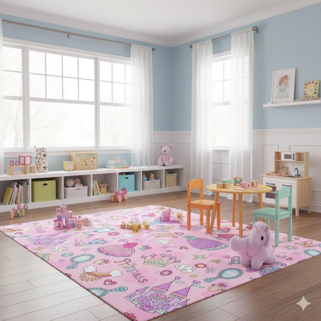 ALFOMBRA ROSA DE NIÑA PRINCESA 120X160 WM-3