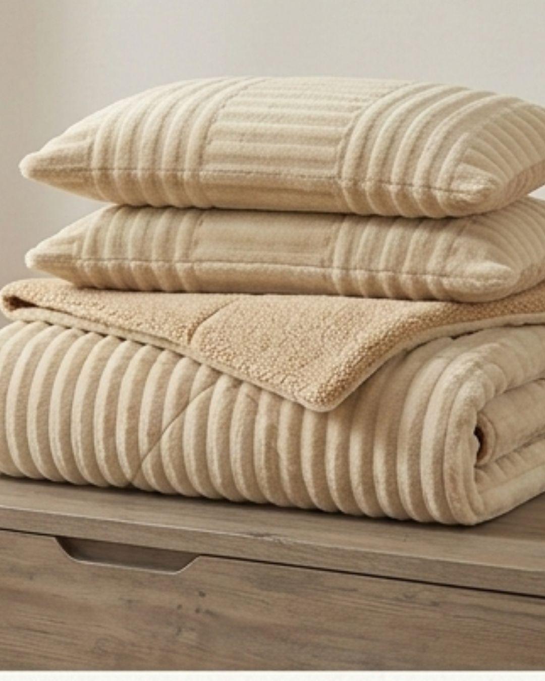 COBERTOR DE INVIERNO CON CHIPORRO RELIEVE LINEAS ELEGANTE KING UNICOLOR QUITA FRÍO NR TFI -2