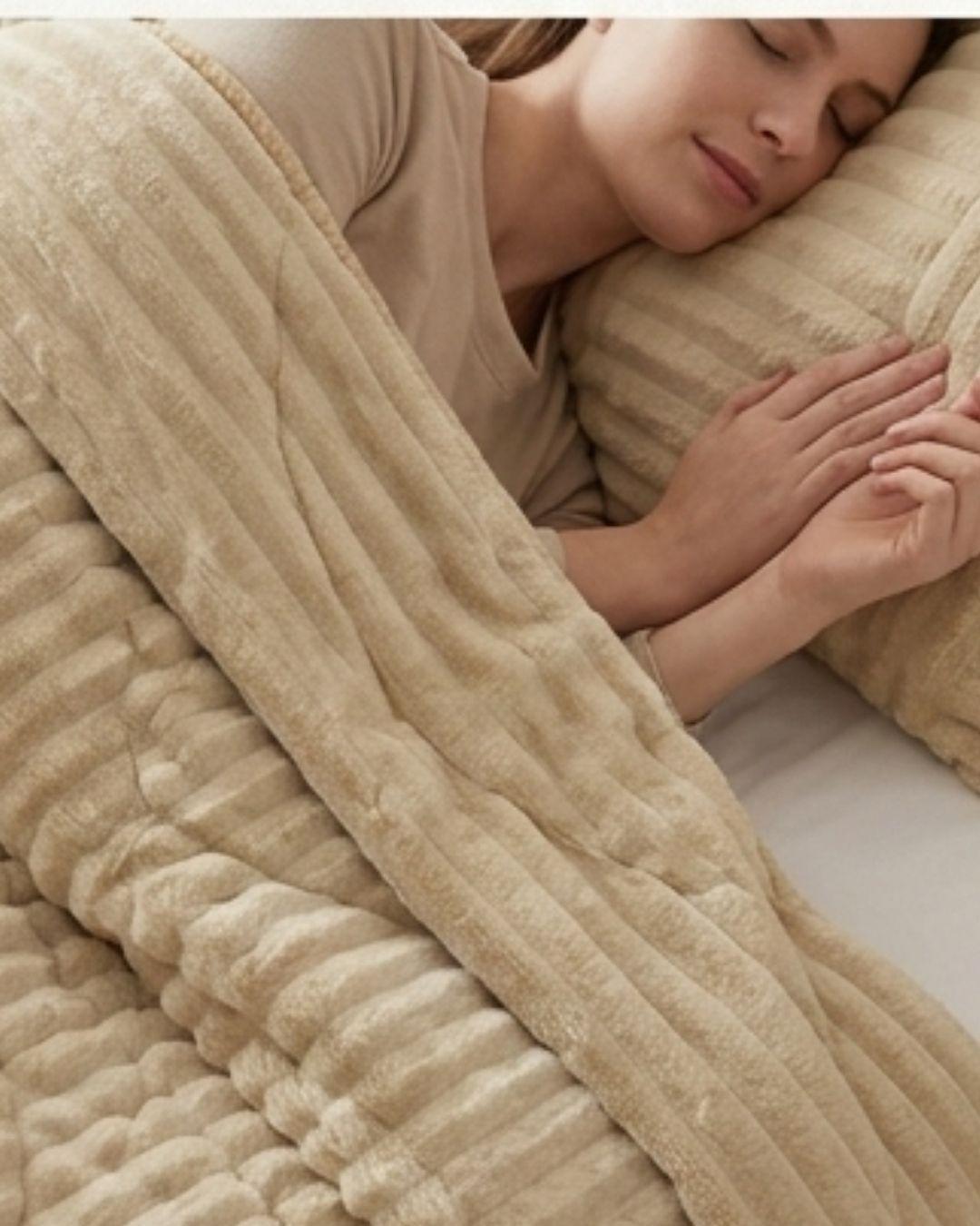 COBERTOR DE INVIERNO CON CHIPORRO RELIEVE LINEAS ELEGANTE KING UNICOLOR QUITA FRÍO NR TFI -3