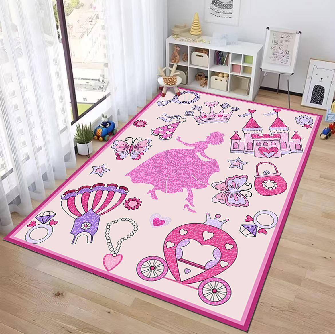 ALFOMBRA DECORATIVA INFANTIL NIÑA ROSA PRINCESA 120X160 WM-4