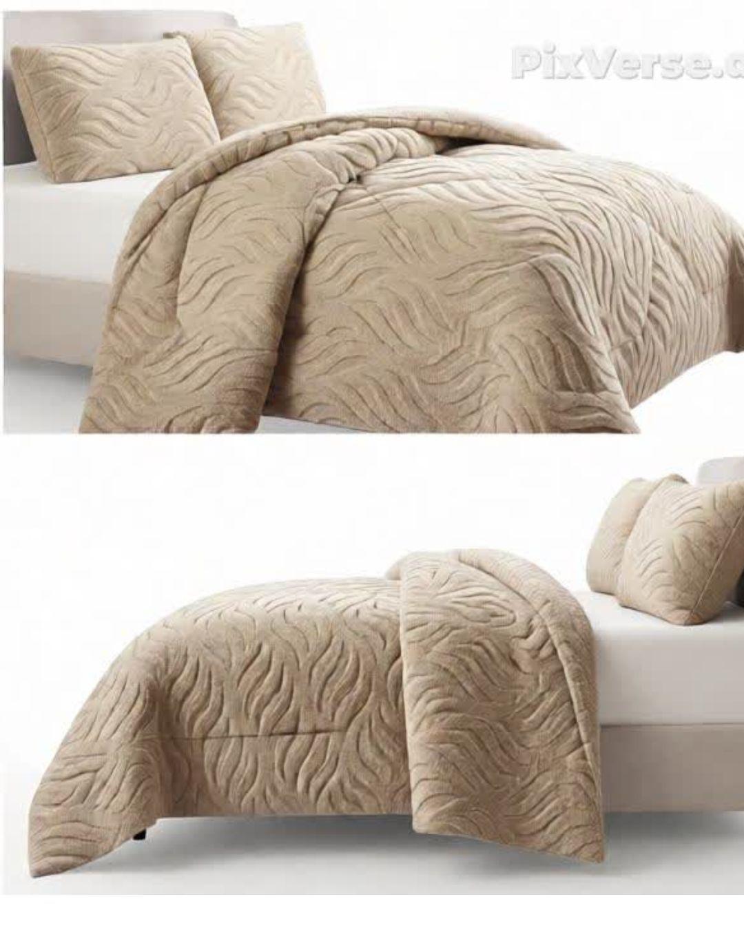 Cobertores elegantes de invierno texturizado con chiporro Relieve Hojas RB KING TF-2