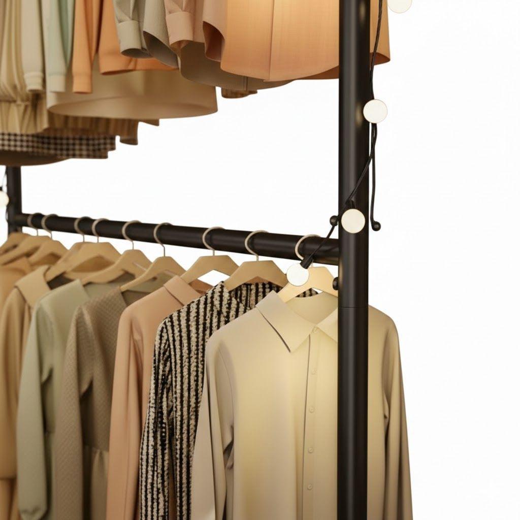PERCHERO ORGANIZADOR COLGANTE DE ROPA DOBLE SENCILLO DORADO, NEGRO Y BLANCO WM-2
